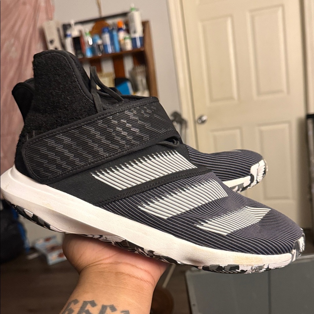 Adidas Black and White Striped Sneakers